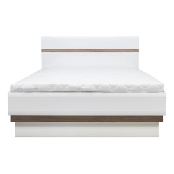 Bed LIONEL 160 x 200, with storage box, truffle sonoma oak and white gloss