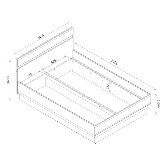 Bed LIONEL 160 x 200, with storage box, truffle sonoma oak and white gloss Bed LIONEL 160 x 200, with storage box, truffle sonoma oak and white gloss