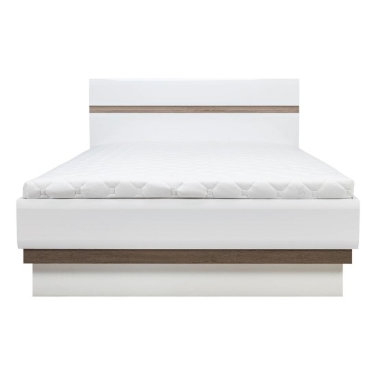 מיטה LIONEL 160 x 200, עם ארגז מצעים, אלון סונומה כמהין ולבן מבריק מיטה LIONEL 160 x 200, עם ארגז מצעים, אלון סונומה כמהין ולבן מבריק