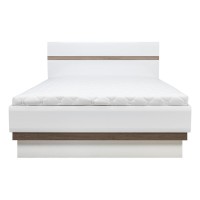 Bed LIONEL 180 x 200, with storage box, truffle sonoma oak and white gloss