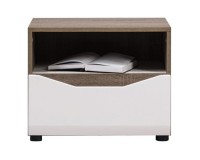 Bedside table LIONEL 55 cm, 1 drawer, truffle sonoma oak with white gloss fronts Bedside table LIONEL 55 cm, 1 drawer, truffle sonoma oak with white gloss fronts