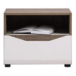 Bedside table LIONEL 55 cm, 1 drawer, truffle sonoma oak with white gloss fronts Bedside table LIONEL 55 cm, 1 drawer, truffle sonoma oak with white gloss fronts