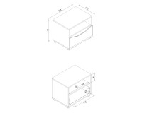 Bedside table LIONEL 55 cm, 1 drawer, truffle sonoma oak with white gloss fronts Bedside table LIONEL 55 cm, 1 drawer, truffle sonoma oak with white gloss fronts