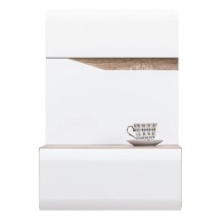 Bedside table LIONEL 50 cm, 1 drawer, left-hand, truffle sonoma oak with white gloss fronts Bedside table LIONEL 50 cm, 1 drawer, left-hand, truffle sonoma oak with white gloss fronts