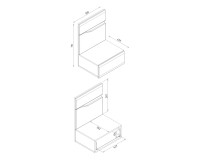 Bedside table LIONEL 50 cm, 1 drawer, left-hand, truffle sonoma oak with white gloss fronts Bedside table LIONEL 50 cm, 1 drawer, left-hand, truffle sonoma oak with white gloss fronts