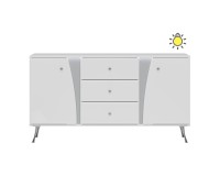 Chest of drawers LUXOR 160 cm, white and white gloss with white gloss fronts Chest of drawers LUXOR 160 cm, white and white gloss with white gloss fronts