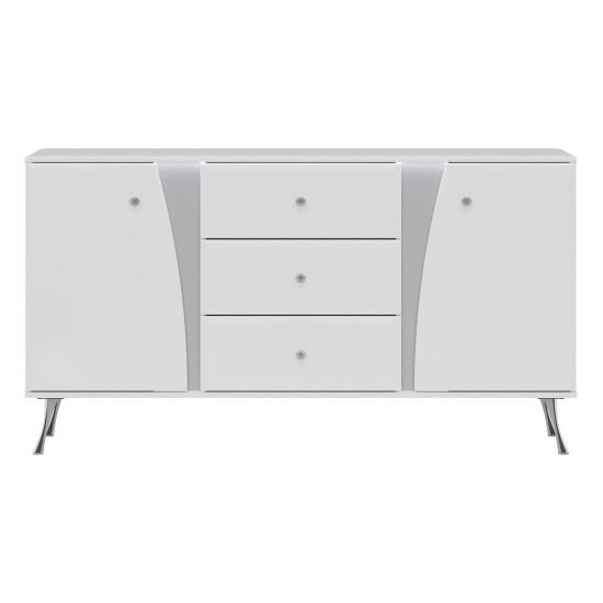 Chest of drawers LUXOR 160 cm, white and white gloss with white gloss fronts Chest of drawers LUXOR 160 cm, white and white gloss with white gloss fronts
