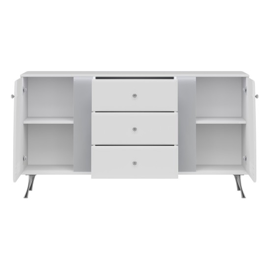 Chest of drawers LUXOR 160 cm, white and white gloss with white gloss fronts Chest of drawers LUXOR 160 cm, white and white gloss with white gloss fronts