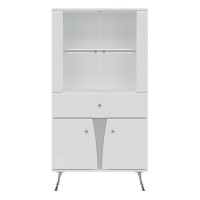 Display cabinet LUXOR 83 cm, white and white gloss with white gloss fronts