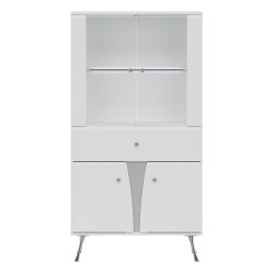 Display cabinet LUXOR 83 cm, white and white gloss with white gloss fronts