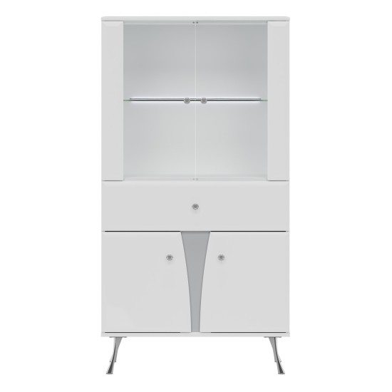 Display cabinet LUXOR 83 cm, white and white gloss with white gloss fronts