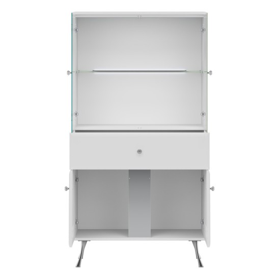 Display cabinet LUXOR 83 cm, white and white gloss with white gloss fronts