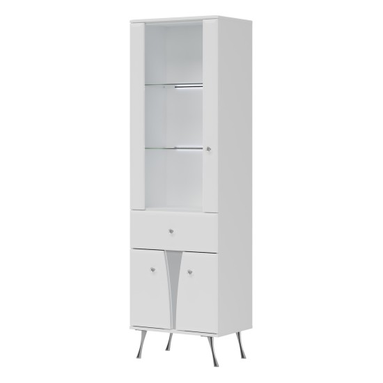 Display cabinet LUXOR 59 cm, left or right, white and white gloss with white gloss fronts