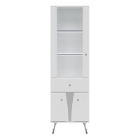 ויטרינה LUXOR 59, שמאלית או ימנית, לבן ולבן מבריק עם חזיתות לבן מבריק