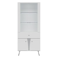 Display cabinet LUXOR 83 cm, white and white gloss with white gloss fronts