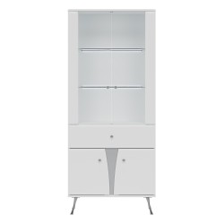 Display cabinet LUXOR 83 cm, white and white gloss with white gloss fronts