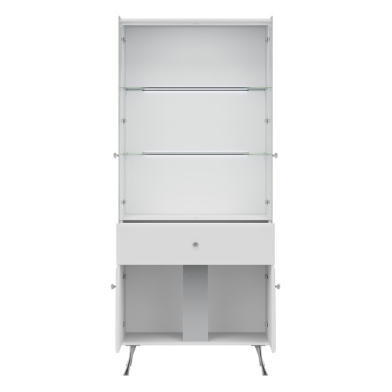 Display cabinet LUXOR 83 cm, white and white gloss with white gloss fronts