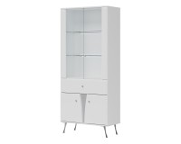 Display cabinet LUXOR 83 cm, white and white gloss with white gloss fronts