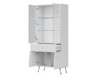 Display cabinet LUXOR 83 cm, white and white gloss with white gloss fronts