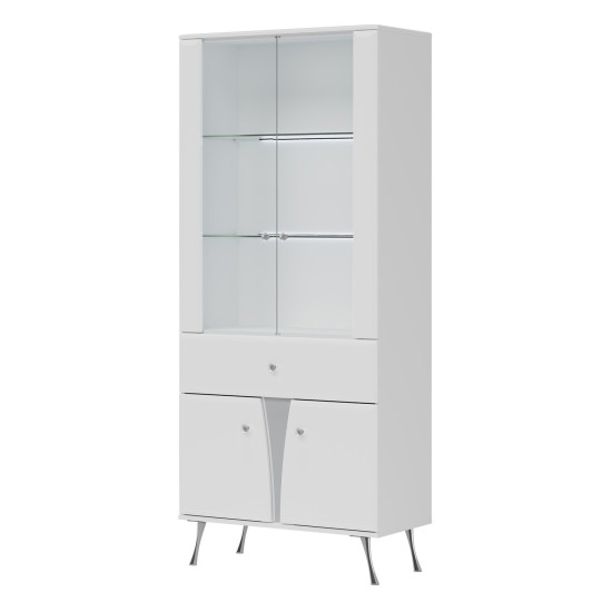 ויטרינה LUXOR LX06 83, לבן ולבן מבריק עם חזיתות לבן מבריק ויטרינה LUXOR LX06 83, לבן ולבן מבריק עם חזיתות לבן מבריק