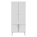 Wardrobe LUXOR 83 cm, white and white gloss with white gloss fronts