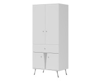 Wardrobe LUXOR 83 cm, white and white gloss with white gloss fronts