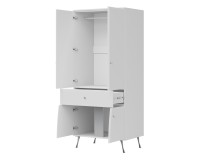 Wardrobe LUXOR 83 cm, white and white gloss with white gloss fronts