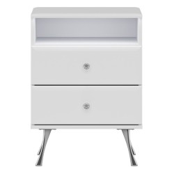 שידת לילה LUXOR LX11 50, לבן ולבן מבריק עם חזיתות לבן מבריק שידת לילה LUXOR LX11 50, לבן ולבן מבריק עם חזיתות לבן מבריק