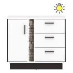 שידה MARCO 94, 1 דלת ו 3 מגירות, לבן ושחור עם חזיתות לבן