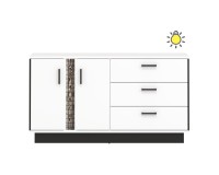 Комод MARCO 153 см, 2 двери и 3 ящика, белый и чёрный, фасады белый