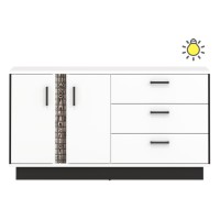 Комод MARCO 153 см, 2 двери и 3 ящика, белый и чёрный, фасады белый