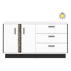 Комод MARCO 153 см, 2 двери и 3 ящика, белый и чёрный, фасады белый