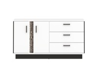 Комод MARCO 153 см, 2 двери и 3 ящика, белый и чёрный, фасады белый