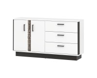 Комод MARCO 153 см, 2 двери и 3 ящика, белый и чёрный, фасады белый