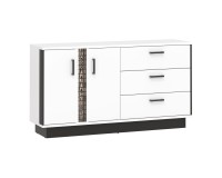 Комод MARCO 153 см, 2 двери и 3 ящика, белый и чёрный, фасады белый