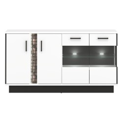 מזנון MARCO 153, 4 דלתות, לבן ושחור עם חזיתות לבן