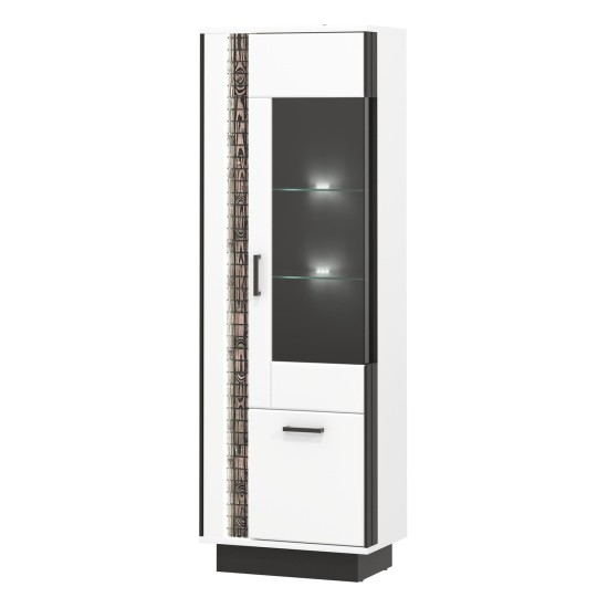 ויטרינה MARCO 64, 2 דלתות, ימנית, לבן ושחור עם חזיתות לבן ויטרינה MARCO 64, 2 דלתות, ימנית, לבן ושחור עם חזיתות לבן