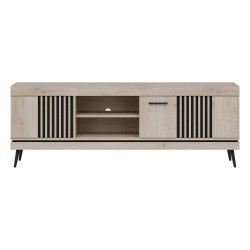 TV unit MATI 183 cm, 3 doors, cremona cotta oak and black TV unit MATI 183 cm, 3 doors, cremona cotta oak and black