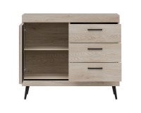 Комод MATI 105 см, 1 дверь и 3 ящика, дуб кремона котта и чёрный Комод MATI 105 см, 1 дверь и 3 ящика, дуб кремона котта и чёрный