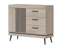 Комод MATI 105 см, 1 дверь и 3 ящика, дуб кремона котта и чёрный Комод MATI 105 см, 1 дверь и 3 ящика, дуб кремона котта и чёрный