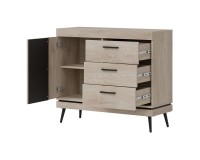 Комод MATI 105 см, 1 дверь и 3 ящика, дуб кремона котта и чёрный Комод MATI 105 см, 1 дверь и 3 ящика, дуб кремона котта и чёрный