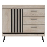 Комод MATI 105 см, 1 дверь и 3 ящика, дуб кремона котта и чёрный