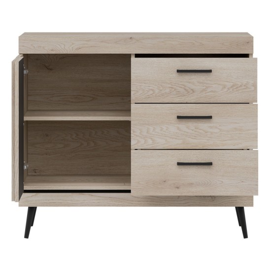 שידה MATI 105, 1 דלת ו 3 מגירות, אלון קרמונה קוטה ושחור שידה MATI 105, 1 דלת ו 3 מגירות, אלון קרמונה קוטה ושחור