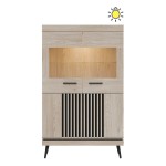 Display cabinet MATI 90 cm, 4 doors, cremona cotta oak and black