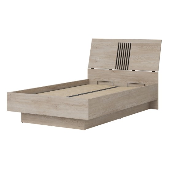 Кровать MATI 120 x 200, с ящиком для белья, дуб кремона котта и чёрный Кровать MATI 120 x 200, с ящиком для белья, дуб кремона котта и чёрный
