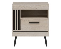 Bedside table MATI 54 cm, 1 drawer, left or right, cremona cotta oak and black