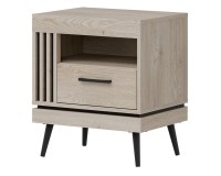 Bedside table MATI 54 cm, 1 drawer, left or right, cremona cotta oak and black