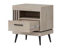 Bedside table MATI 54 cm, 1 drawer, left or right, cremona cotta oak and black