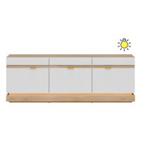 TV unit MILTON 164 cm, 3 doors, cremona torro oak with white matt fronts