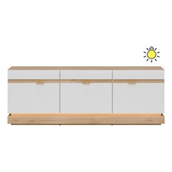TV unit MILTON 164 cm, 3 doors, cremona torro oak with white matt fronts TV unit MILTON 164 cm, 3 doors, cremona torro oak with white matt fronts